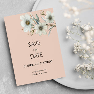 Stilvolle Pfirsich-Weiß-Minz-Blumen-Frühlings-Save Einladung