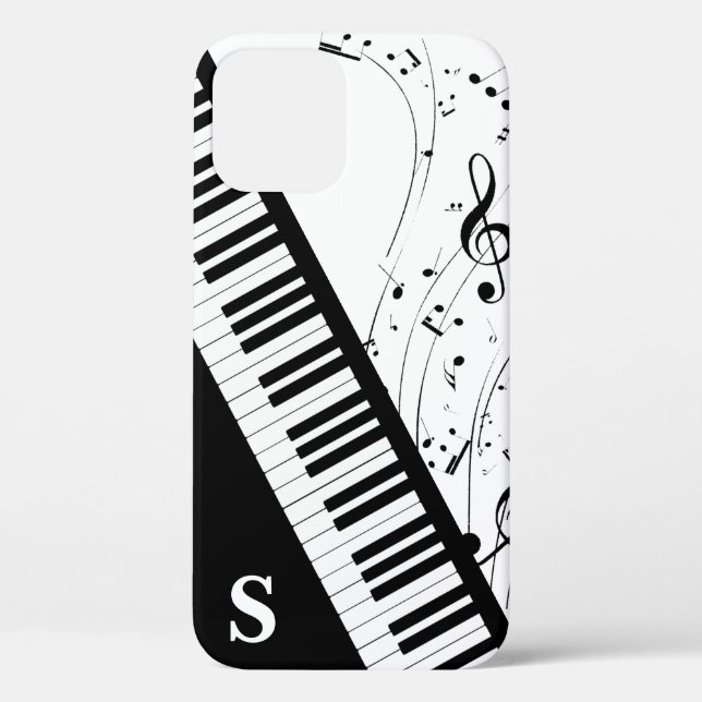 Stilvolle Piano Keyboard Musiknoten Monogram Case-Mate iPhone Hülle (Rückseite)