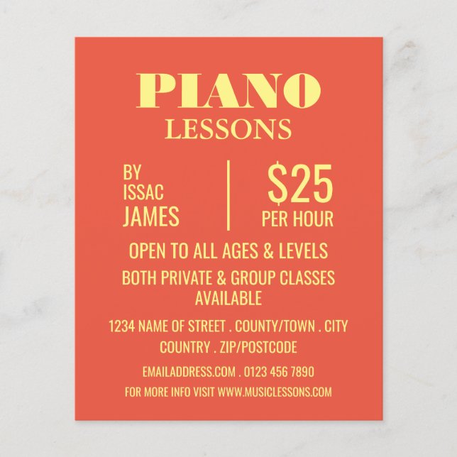 Stilvolle Piano Lessons Werbung Flyer (Vorne)