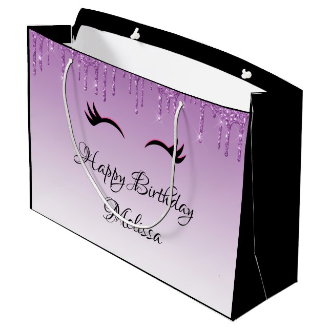Stilvolle Pink & Black Eyelashes beim Drippen von  Große Geschenktüte (Rückseite Schrägansicht)