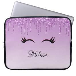 Stilvolle Pink & Black Eyelashes beim Drippen von  Laptopschutzhülle