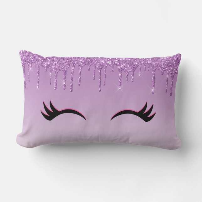 Stilvolle Pink & Black Eyelashes beim Drippen von  Lendenkissen (Vorderseite)