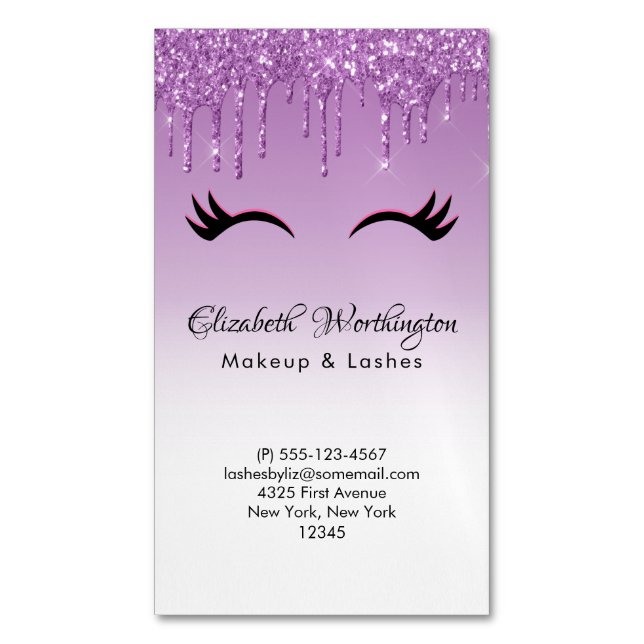 Stilvolle Pink & Black Eyelashes beim Drippen von  Magnetische Visitenkarte (Vorderseite Vertikal)