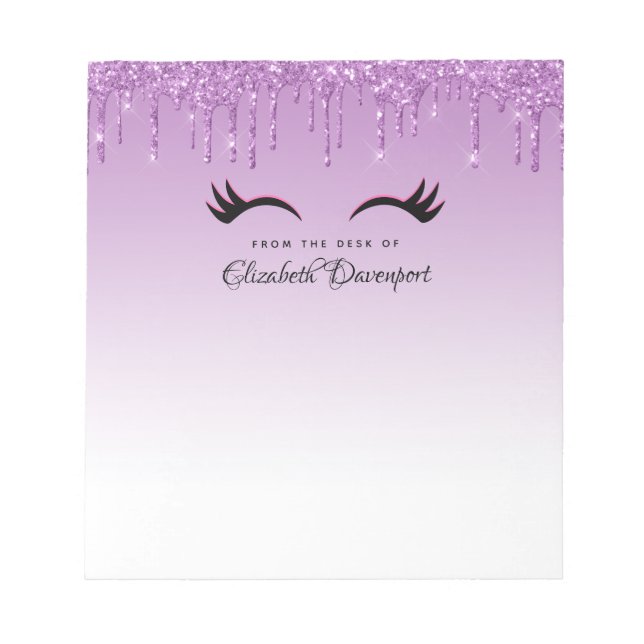 Stilvolle Pink & Black Eyelashes beim Drippen von  Notizblock (Vorderseite)