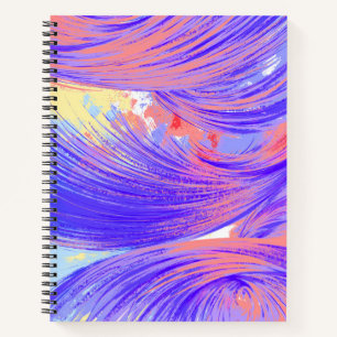 Stilvolle Pink Blue Abstrakt Feathers Notizbuch