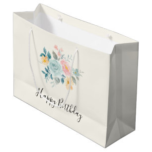 Stilvolle Pink & Blue Blume Bouquet Geburtstag Große Geschenktüte