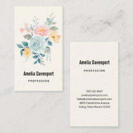 Stilvolle Pink & Blue Blume Bouquet Visitenkarte