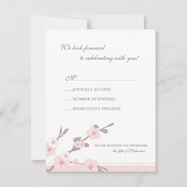 Stilvolle Pink Cherry Blossoms UAWG Response Card RSVP Karte (Vorderseite)