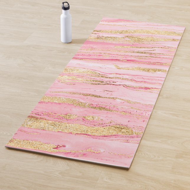 Stilvolle Pink Gold Abstrakt Marble Liquid Paint Yogamatte (Beispiel)