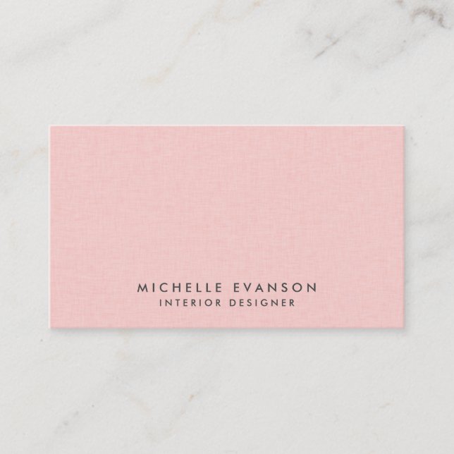 Stilvolle Pink Linen Minimalistisch Beruflich Visitenkarte (Vorderseite)