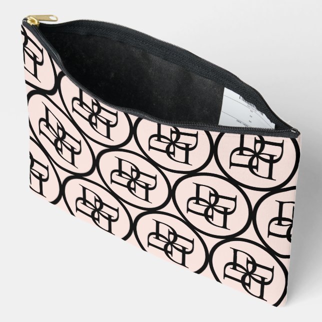 Stilvolle Pink Monogram Initial Girl Initial Luxur Zubehörtasche (Offen)
