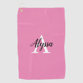 Stilvolle Pink Monogram Script Golf Handtuch