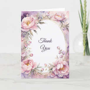 Stilvolle Pink Peony Watercolor Dankeskarte