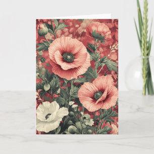 Stilvolle Pink White Poppies Floral Art Karte