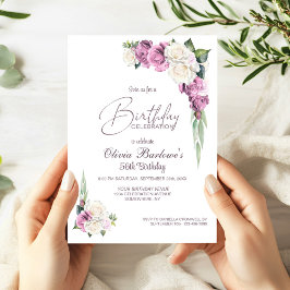 Stilvolle Pink White Rose Floral Geburtstagsparty Einladung