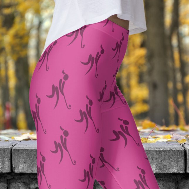 Stilvolle Pink Womens Hockey Pattern Leggings (Womens Hockey on Pantone Pink Leggings)