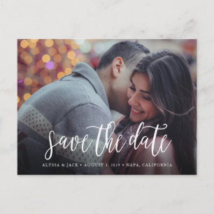 Stilvolle Pinselschrift Save the Date Postkarte