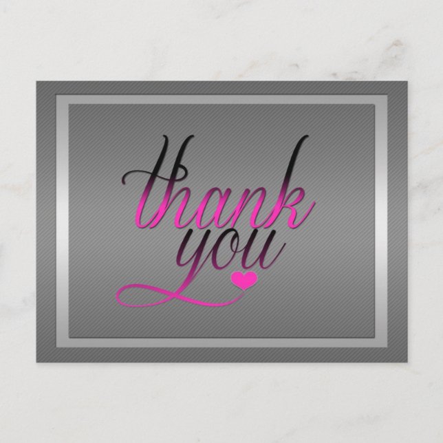 Stilvolle Pinstripes Silver Pink Danke Postcard Postkarte (Vorderseite)