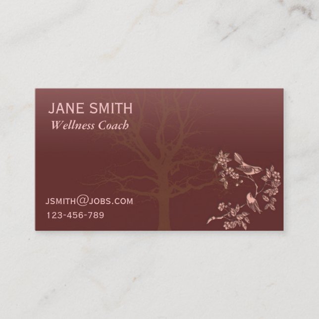 Stilvolle Plum Burgundy Wellness Caoch Baum des Le Visitenkarte (Vorderseite)