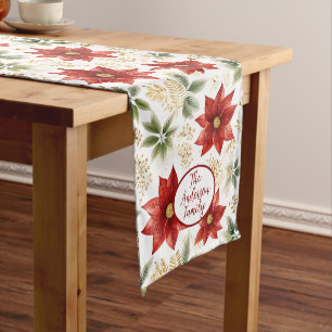 Stilvolle Poinsettia Blume Weihnachten Mittelgroßer Tischläufer