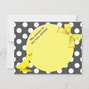 Stilvolle Polka Dots & Ducky Baby Shower Advice Ca Hinweiskarte
