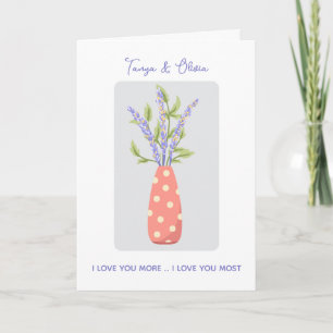 Stilvolle Polka-Punkt-Vase mit Lavendel-Design Karte