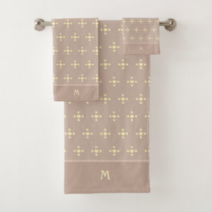 Stilvolle Polka-Punkte auf Lucky Hazelnut Beige Badhandtuch Set