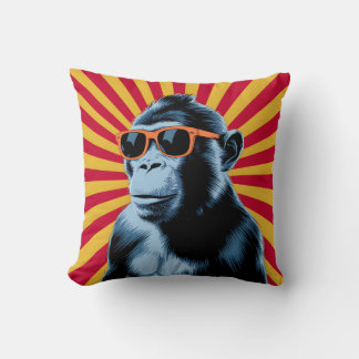 Stilvolle Pop Art Monkey mit Sonnenbrille Kissen