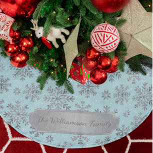 Stilvolle Powder Blu Weihnachten Elegante Schnee Polyester Weihnachtsbaumdecke