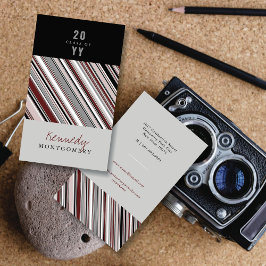 Stilvolle Preppy Brown Button Stripes Modernes Gra Telefonnummerkarte