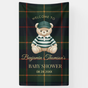 Stilvolle Preppy-Teddybär-Baby-Party Banner