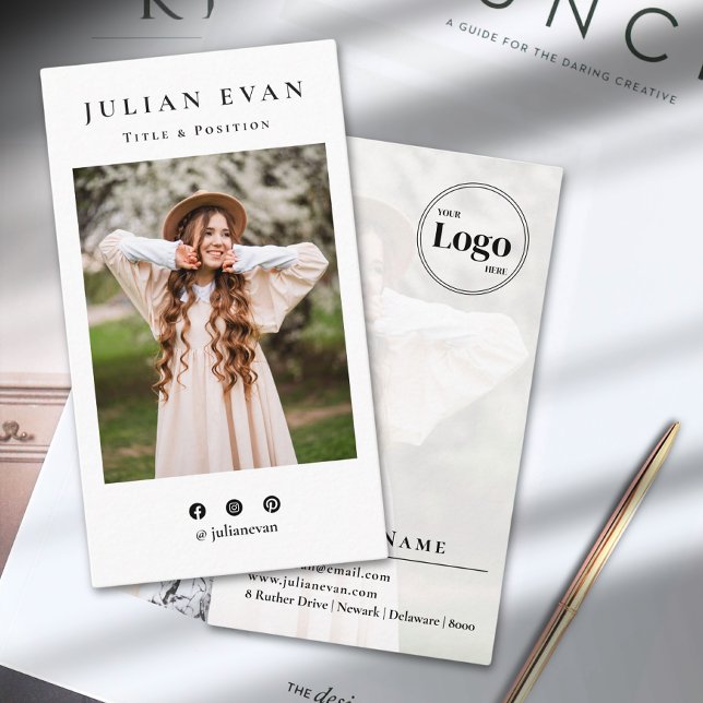Stilvolle Profile Foto White Business Card Visitenkarte (Von Creator hochgeladen)