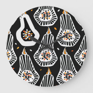 Stilvolle Pumpkins Saatgut: Nahtloses Design Große Wanduhr