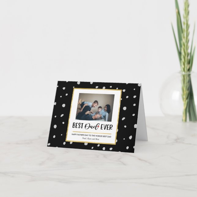Stilvolle Punkte und Gold Frame Foto Vathers Day Karte (Vorderseite)
