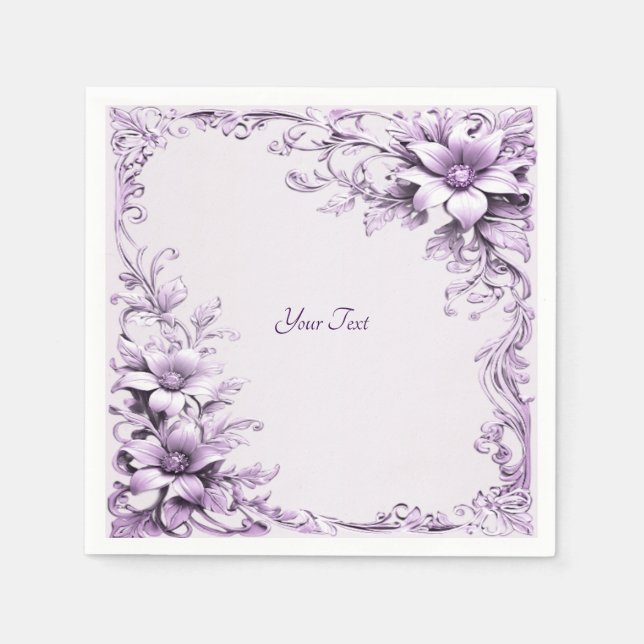 Stilvolle Purple Flowers Napkins Serviette (Vorderseite)