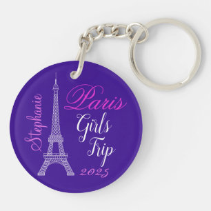 Stilvolle Purple Paris Eiffelturm Mädchenreise Schlüsselanhänger
