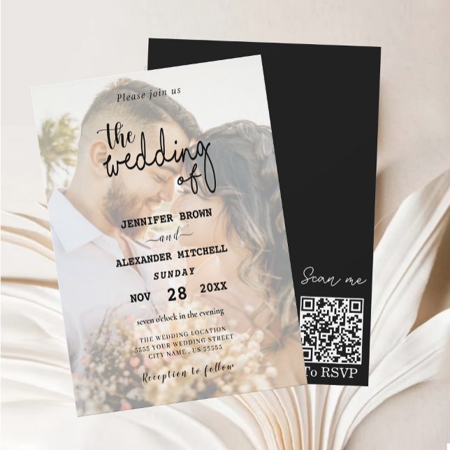 Stilvolle QR Code Overlay Foto Einladung Hochzeit (QR Code Overlay Photo Wedding Invitation
)