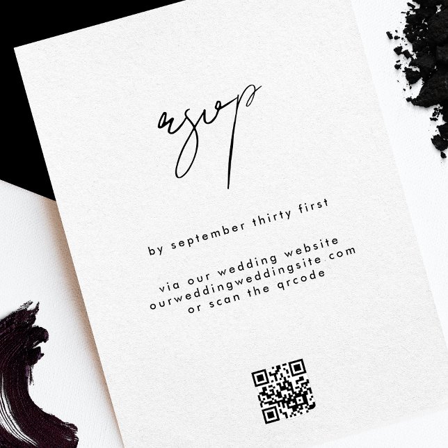 Stilvolle QRCODE-Website für Schwarz-weiße Hochzei RSVP Karte (Von Creator hochgeladen)