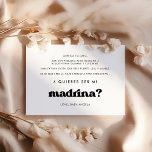 Stilvolle Quieres ser mi madrina Godmaterkarte Einladung<br><div class="desc">Quieres ser mi Madrina bearbeitbare Karte. Godmutter Vorschlag,  Spanisch Madrina Version. Einfach mit Ihrer persönlichen Nachricht für die zukünftigen Godeltern personalisieren. Vollständig anpassbare Schriftart- und Hintergrundfarben.</div>