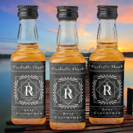 Stilvolle Rahmen Schwarz Monogram Alkoholflaschenetikett