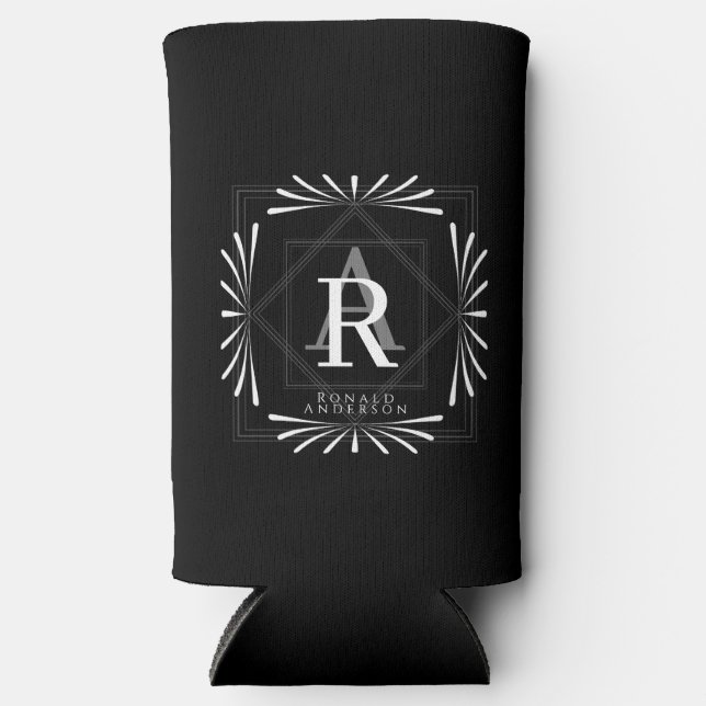 Stilvolle Rahmen Schwarz Monogram Selters Dosenkühler (Vorderseite)
