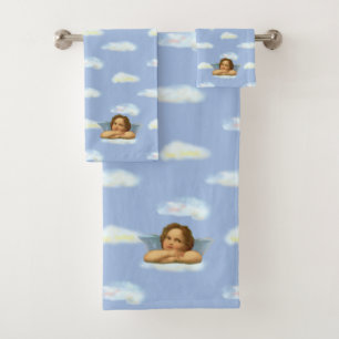 Stilvolle Raphael Cherub auf Sky Blue Bath Handtuc Badhandtuch Set