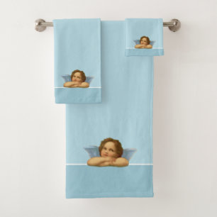 Stilvolle Raphael Cherub on Light Blue Badhandtuch Set