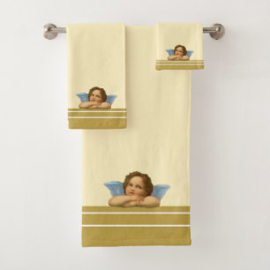 Stilvolle Raphael-Kirsche auf Elfenbein und golden Badhandtuch Set