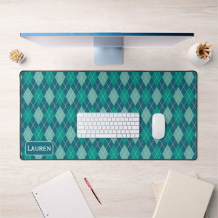 Stilvolle Raute Muster - Aquamarin & Aqua - Indivi Schreibtischunterlage