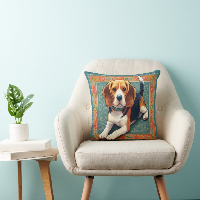 Stilvolle realistische 3D-Beagle Hunde farbenfrohe Kissen (Stuhl )