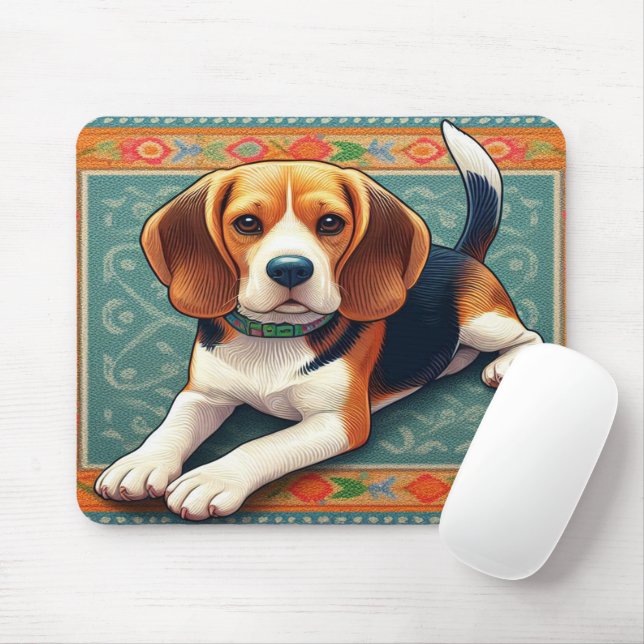Stilvolle realistische 3D-Beagle Hunde farbenfrohe Mousepad (Mit Mouse)