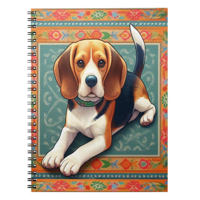 Stilvolle realistische 3D-Beagle Hunde farbenfrohe Notizblock (Vorderseite)