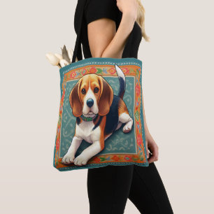 Stilvolle realistische 3D-Beagle Hunde farbenfrohe Tasche