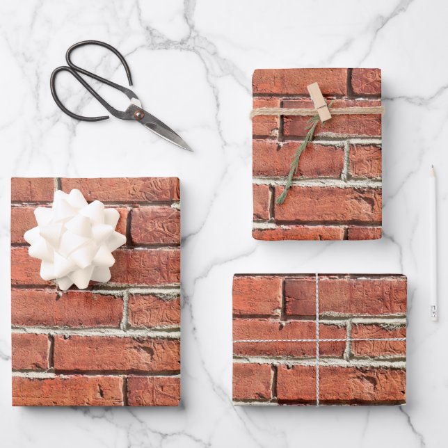 Stilvolle Red Brick Textured Urban Wall Geschenkpapier Set (Vorderseite)